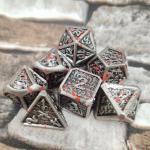 Lightweight  Liquid Core Nontoxic Dnd Rainbow Dice Set Polyhedral Metal Black for sale