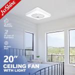 20 Inch Mini Dimmable Led Ceiling Fan 7 PC Blades White Finished For Indoor Usage for sale