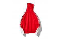 China Retro Hip Hop Mens Oversized Pullover Hoodie Contrast Panel Print Sleeves supplier