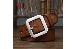 China 120cm Length Genuine Leather Belt With Smooth Strap Solid Pattern supplier