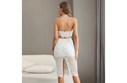 China Zipper Back Two Piece Lace Dresses No Sleeve Lace Skirt And Top Set supplier