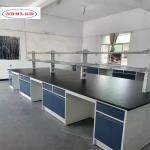 Chemistry Lab Bench with Blue Color and Number of Cupboards As Drawing for sale