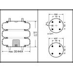 Contitech FT530-35537 Triple Convoluted Air Bag / Air Spring Firestone W013587853 for sale