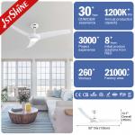 White Modern ABS Quiet Ceiling Fan , DC LED Ceiling Fan With Remote Control