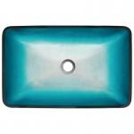 Tempered Glass Blue Rectangle Vessel Sink 560 * 360 * 110mm With Faucet