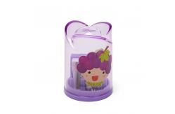 China Flower Transparent Hand Pencil Sharpener Silk Printing Logo supplier