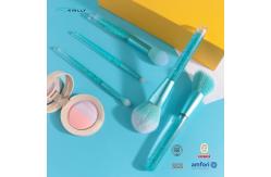 China Liquid Handle 5PCS Luxury Makeup Brushes Bling Shiny Liquid Quicksand Glitter Blue OEM supplier
