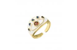 China Resizable Dripping Oil Ring Micro Enamel Zircon Evil Eye Ring supplier