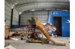 China Fiberglass Dinosaur Slides T Rex Slider With Stair Playground Equipment supplier