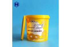 China Thin Wall Round Plastic Cookie Containers 84OZ 400G With Single Handle supplier