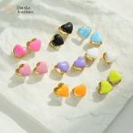 Cute Heart Summer Earrings 24k Gold Jewelry Colorful Enamel For Women Girls for sale