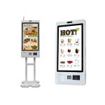 32 Inch Payment QR Scanner Printing Touchscreen Monitor Self Services Kiosk Touch Screen Food Ordering Machine for sale