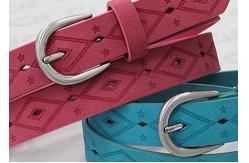 China Embossed Patterns Childrens Elastic Belt , Antic Silver Buckle Kids PU Belt supplier