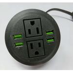 15A 250V Desktop Multi - Function Round Power Socket With 2 * USB Charger