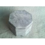 Set 6 Solid Plain Stone Coasters Octagon Eight Sided White Color With Vein for sale