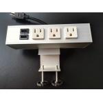 Desk Mounted Power Sockets Electrical Outlet , Metal Tabletop Power Bar Receptacle for sale
