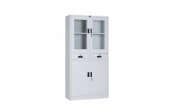 China 0.6mm Glass Door Filing Cabinet With Adjustable Shelf And Two Drawers supplier