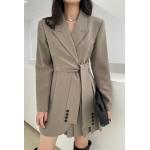 Small Order Clothing Manufacturers Blazer Jackets For Women Long Sleeve Blazer Dress With Belt for sale