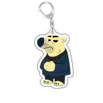 Silk Screen Printed Acrylic Keychain Cute Cartoon Character Durable Metal Ring Included