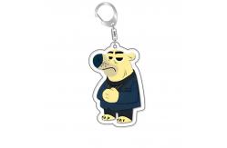 China Silk Screen Printed Acrylic Keychain Cute Cartoon Character Durable Metal Ring Included supplier