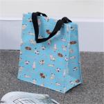 25*35 35*40 40*45 Blue Collapsible Grocery Bag Silk Screen Logo Canvas Gift Bags for sale