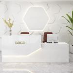 2M Modern Reception Desk Customizable Logo White Reception Table