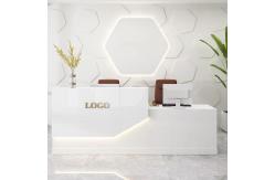 China 2M Modern Reception Desk Customizable Logo White Reception Table supplier