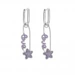 925 Sterling Silver Crystal Jewelry Hoop Earrings Zircon For Anniversary Wedding for sale