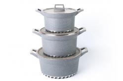 China Grey 4.0mm Bottom Deep Fry Pan 34cm Ceramic Soup Pot supplier