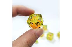 China Orange Flowing Sand Yellow Crystal Resin Dnd Dice Sharp Edge Fantasy supplier