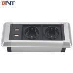 Hidden Screws Style EU Power Strip With Usb Ports Recessed Office Table Mounted for sale