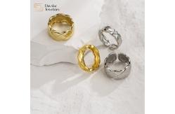 China 18k Real Gold Plated Wide Band Rings Couple Wavy Texture Adjustable supplier