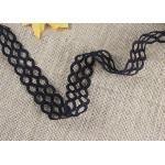 Polyester Hollow Out Water Soluble Black Lace Ribbon Trim Double Oval Pattern