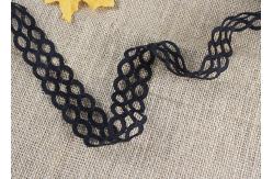 China Polyester Hollow Out Water Soluble Black Lace Ribbon Trim Double Oval Pattern supplier