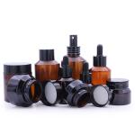 50g Glass Cosmetic Bottle Set Unique Cream Packaging Amber Glass Jar With Lid for sale