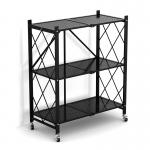 3 Shelf Foldable Laundry Steel Shelf Rack With Wheels for sale