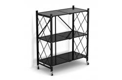 China 3 Shelf Foldable Laundry Steel Shelf Rack With Wheels supplier