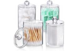 China Clear Plastic Cotton Swab Holder Dispenser For Bathroom supplier