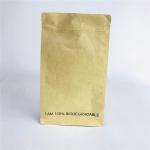 Custom Accepted Quad Sealed Brown Kraft Paper Biodegradable Bags with Zipper for sale