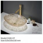 Above Counter Transparent Glass Basin Sink Round For Bathroom for sale
