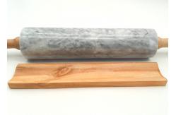 China Deluxe Marble Pastry Rolling Pin Polished With Wood Handles / Cradle supplier
