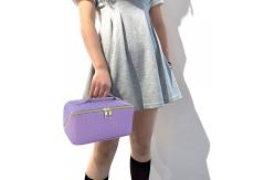 China Waterproof Portable Leather Makeup Organizer Bag with Dividers and Handle supplier
