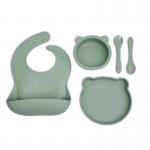 China 5Pcs Baby Silicone Products BPA Free ECO Food Grade Feeding Sets for sale