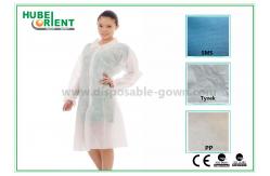 China CE MDR Oil And Dust Prevention Single Use Lab Coat With Snaps supplier