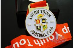 China Custom Metal Zinc Alloy Football Medals Soft Enamel with Europe Printing Ribbon supplier