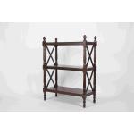 3 Tiers Multi Purpose Wooden Book Rack Walnut With X - Pattern Frame 12.4kg for sale