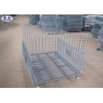 Metal Storage Wire Mesh Pallet Cages Basket Foldable Lockable COC Certificated for sale