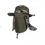 100% Cotton Sun Protection Mens Hiking Boonie Hat With Neck Flap Plush Style