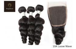 China Elegant 8inch 100g Loose Wave Bundles And Closure , 10a Bundles With Frontal supplier