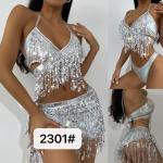 Fringed Bikini Three Piece Swimwear Ladies Flash Cloth 3 Piece Swimming Suit for sale